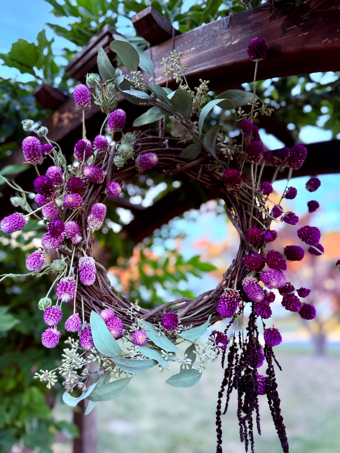 The Pink Pearl - Dried and preserved flowers wreath - wall decor