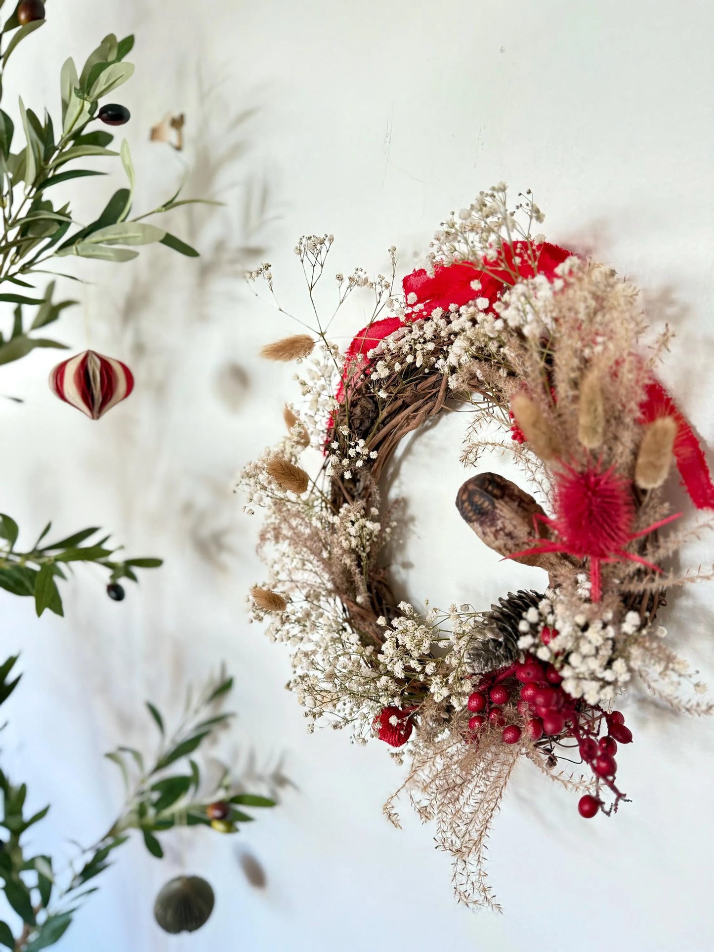The Frosted Berry Wreath - Dried and preserved flowers wreath - Holiday wall decor