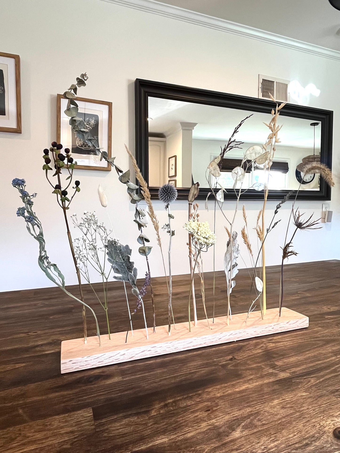Botanical Board - Coastal Blues - dried flowers, wooden arrangement, floral art - home, office and event decor - wall art