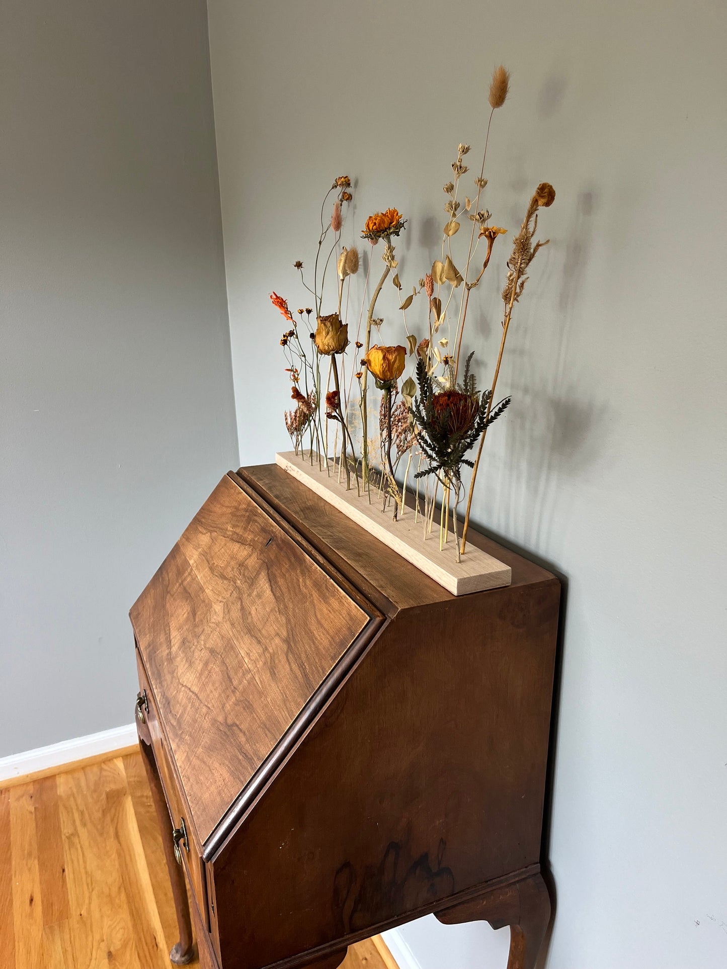 Botanical Board - Sunset Harvest - dried flowers, wooden arrangement, floral art - home, office and event decor - wall art