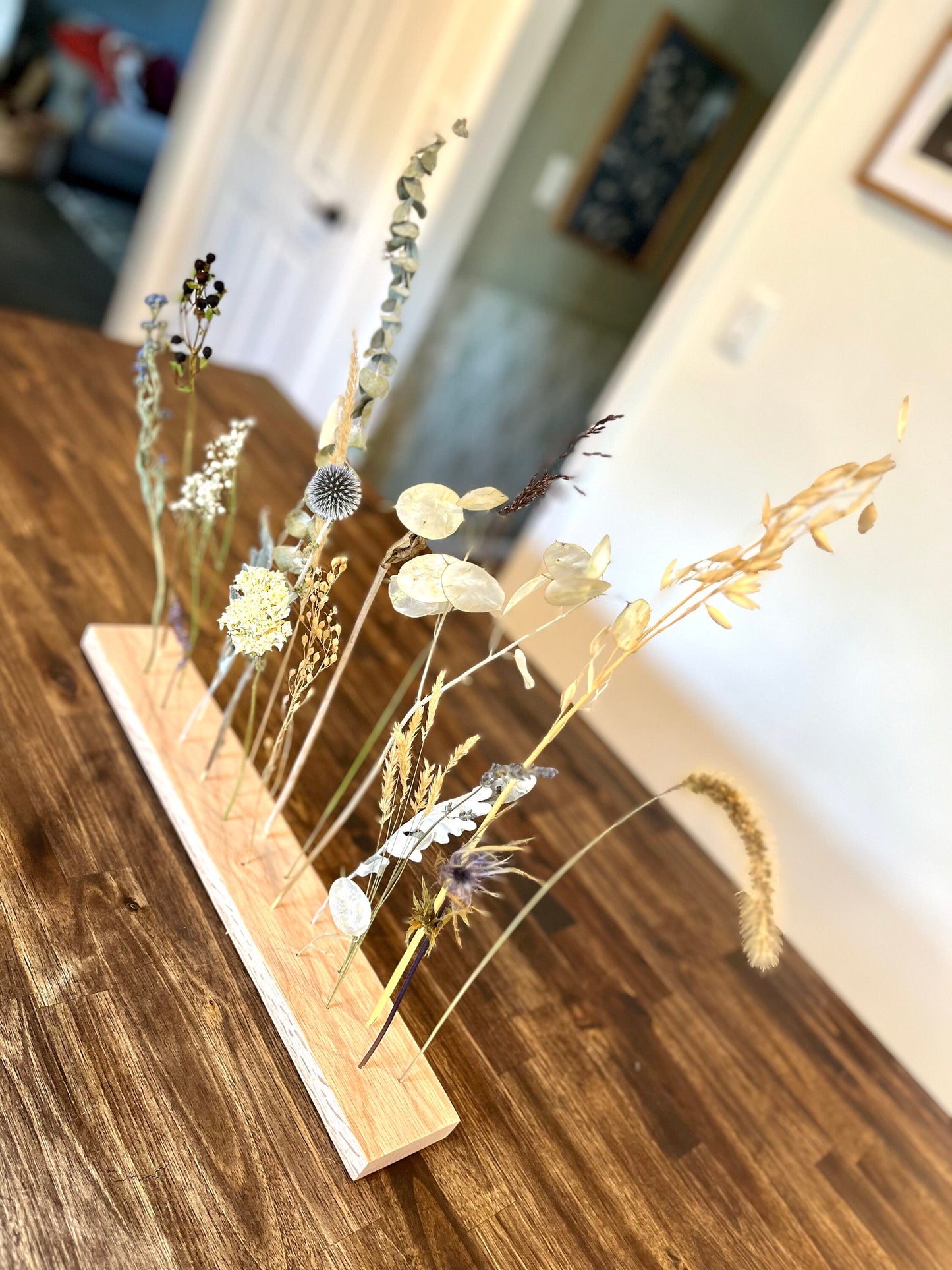Botanical Board - Coastal Blues - dried flowers, wooden arrangement, floral art - home, office and event decor - wall art