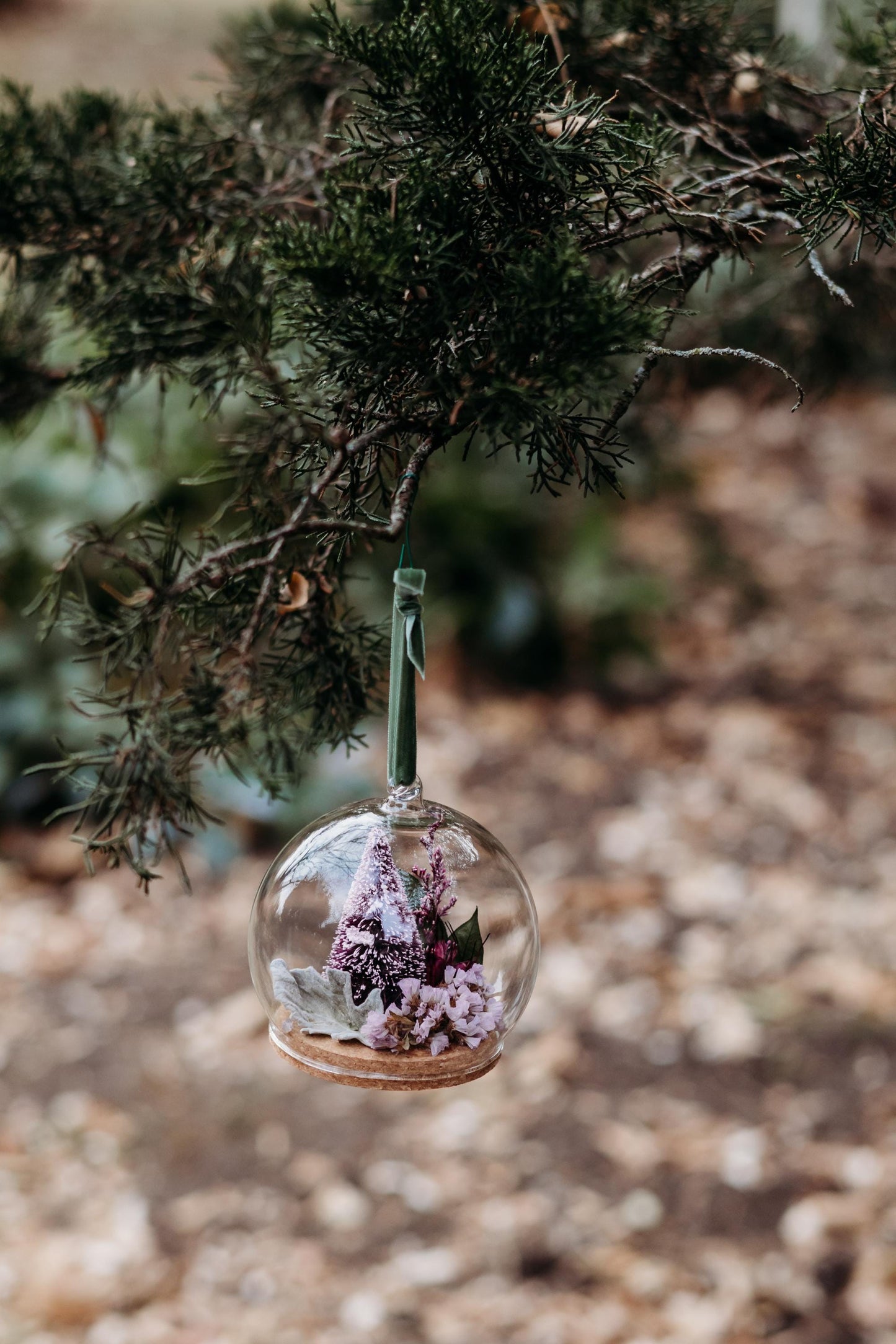 Cloche Ornament - Juniper & Mulberry - Christmas tree dried florals ornament