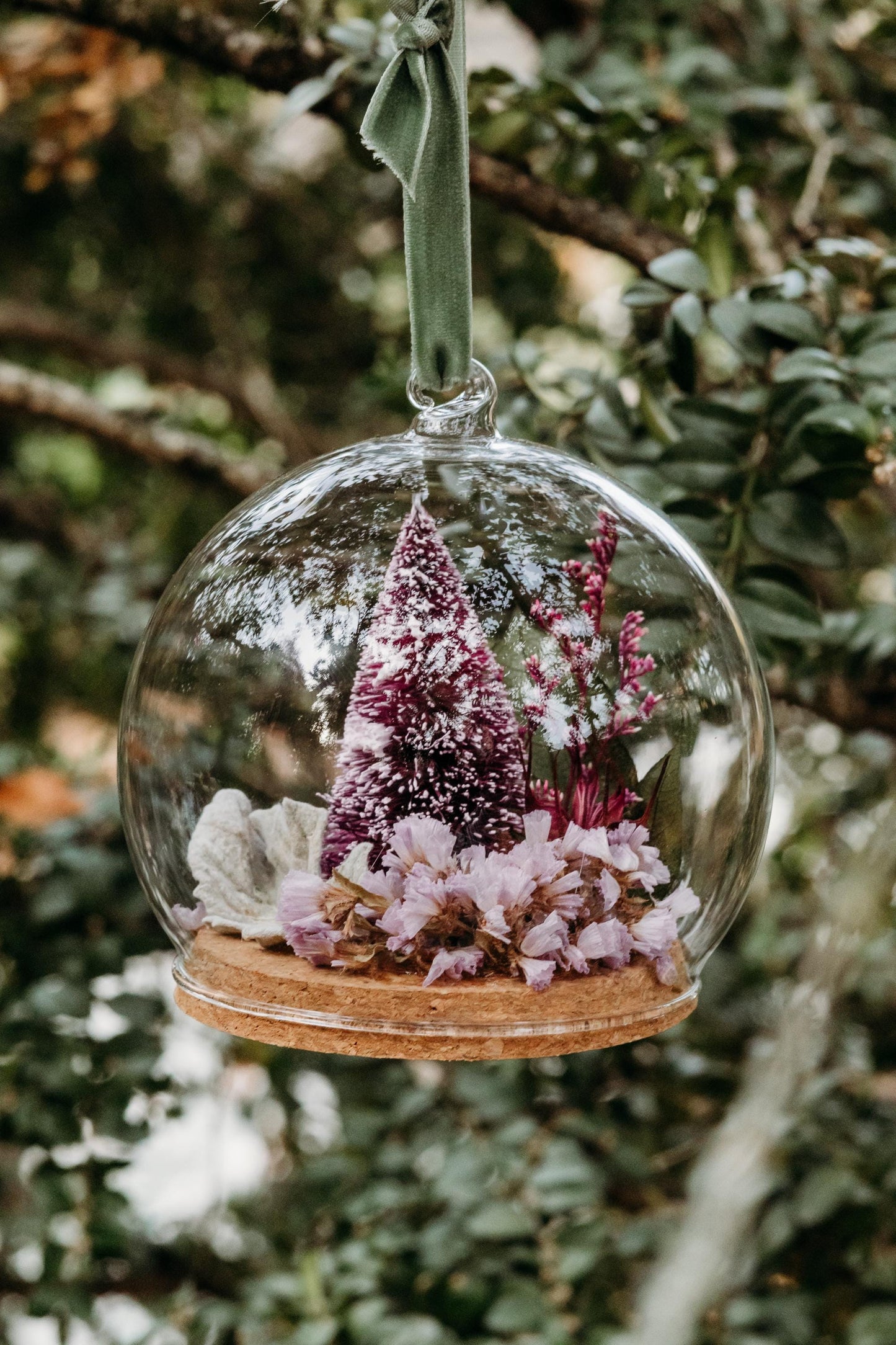 Cloche Ornament - Juniper & Mulberry - Christmas tree dried florals ornament