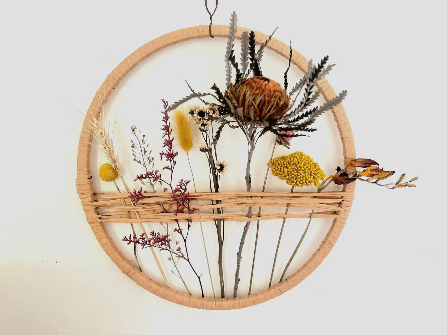 The Autumn Hues - Botanical Hoop - dried flowers wall art