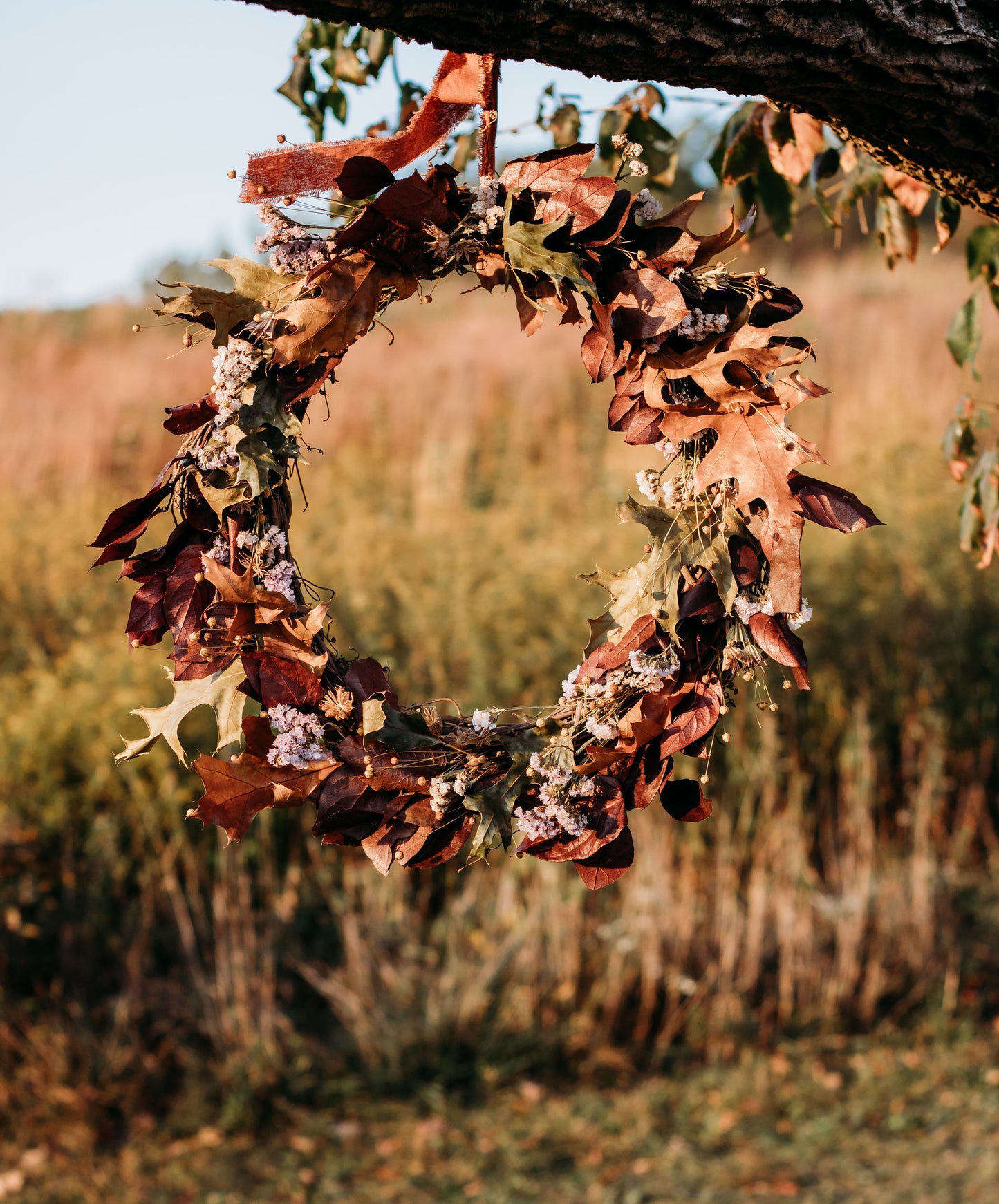 The Woodland - Dried and preserved flowers wreath - Fall wall art