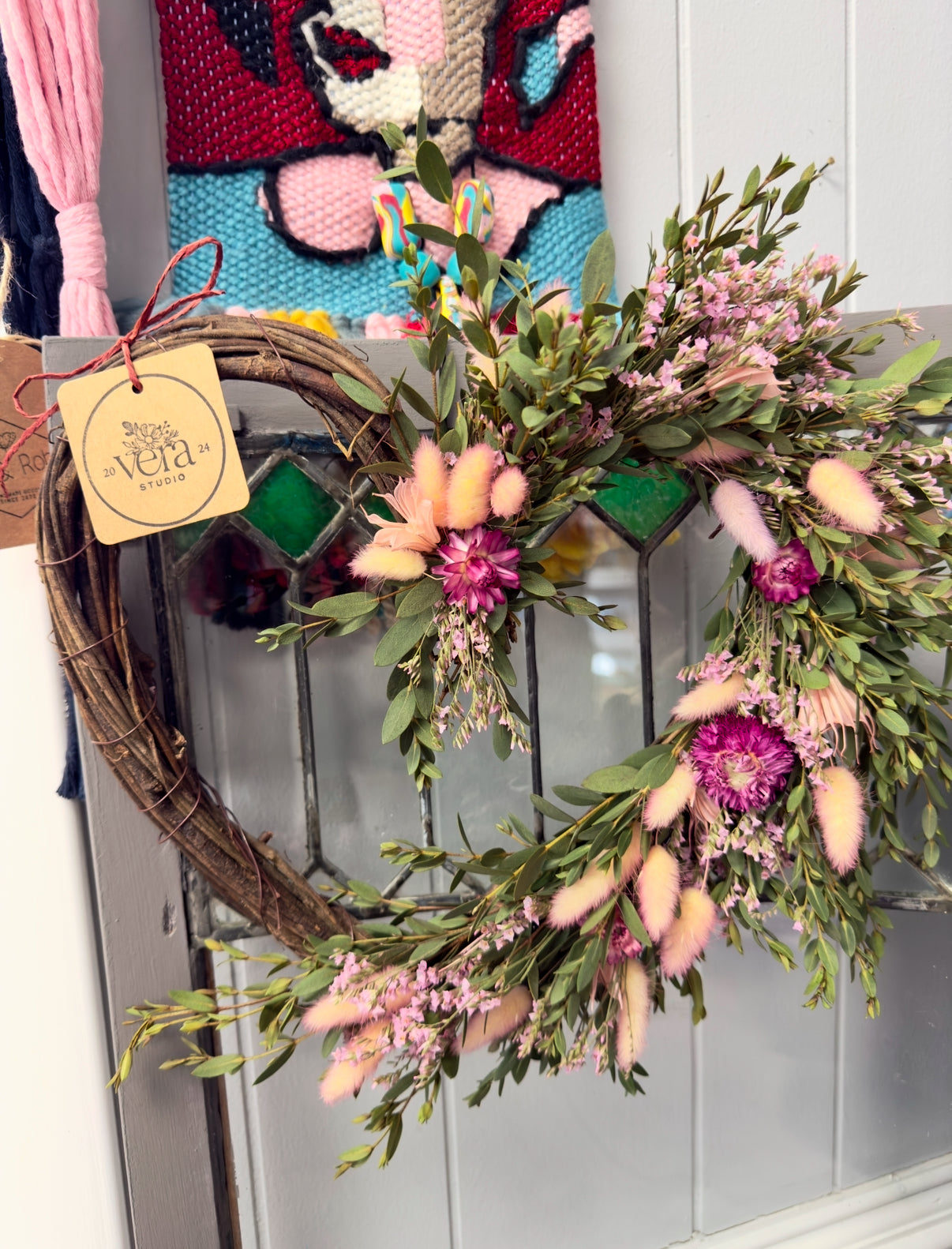 “I Heart You” Wreath - Dried and preserved wall decor