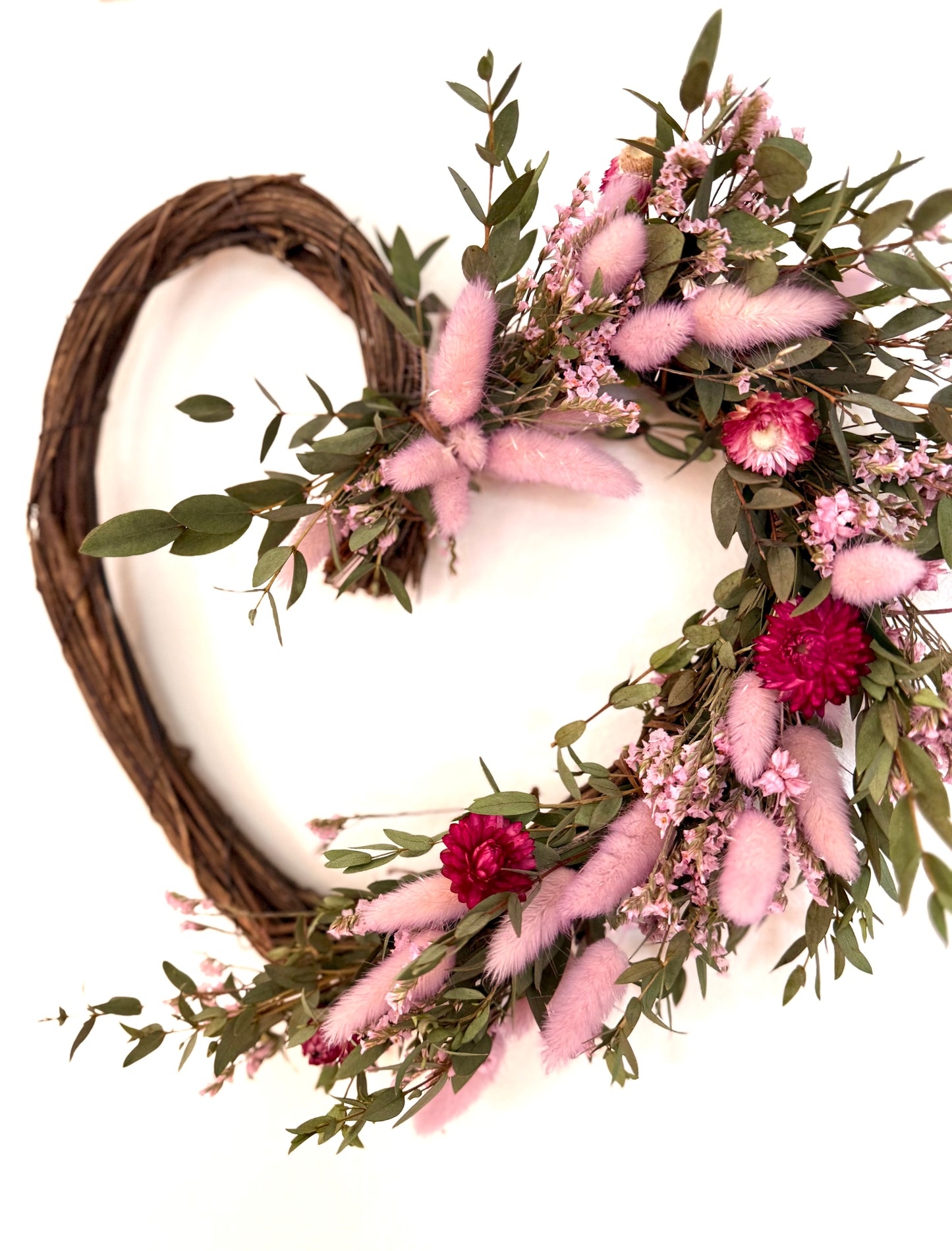 “I Heart You” Wreath - Dried and preserved wall decor