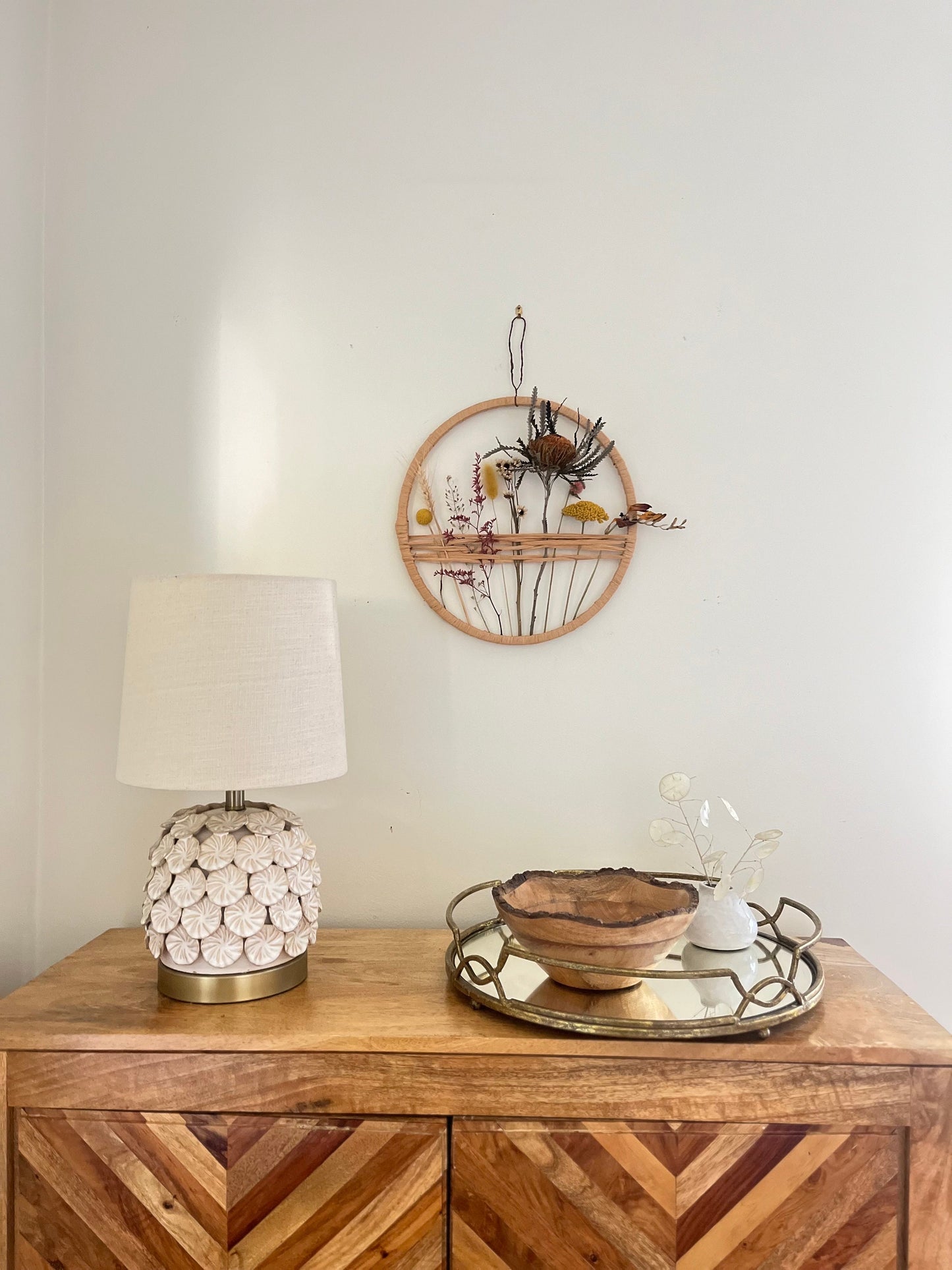 The Autumn Hues - Botanical Hoop - dried flowers wall art