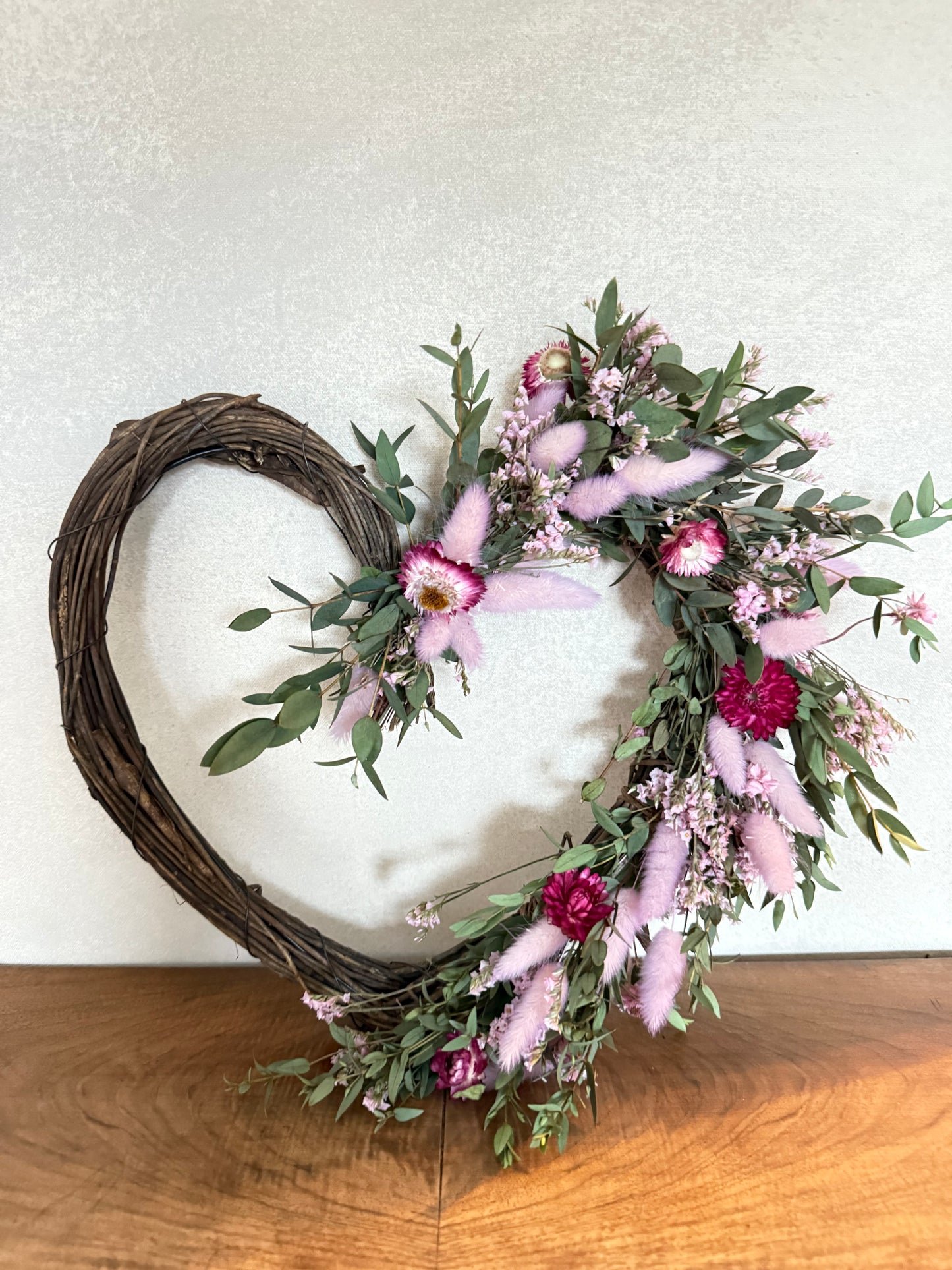 “I Heart You” Wreath - Dried and preserved wall decor