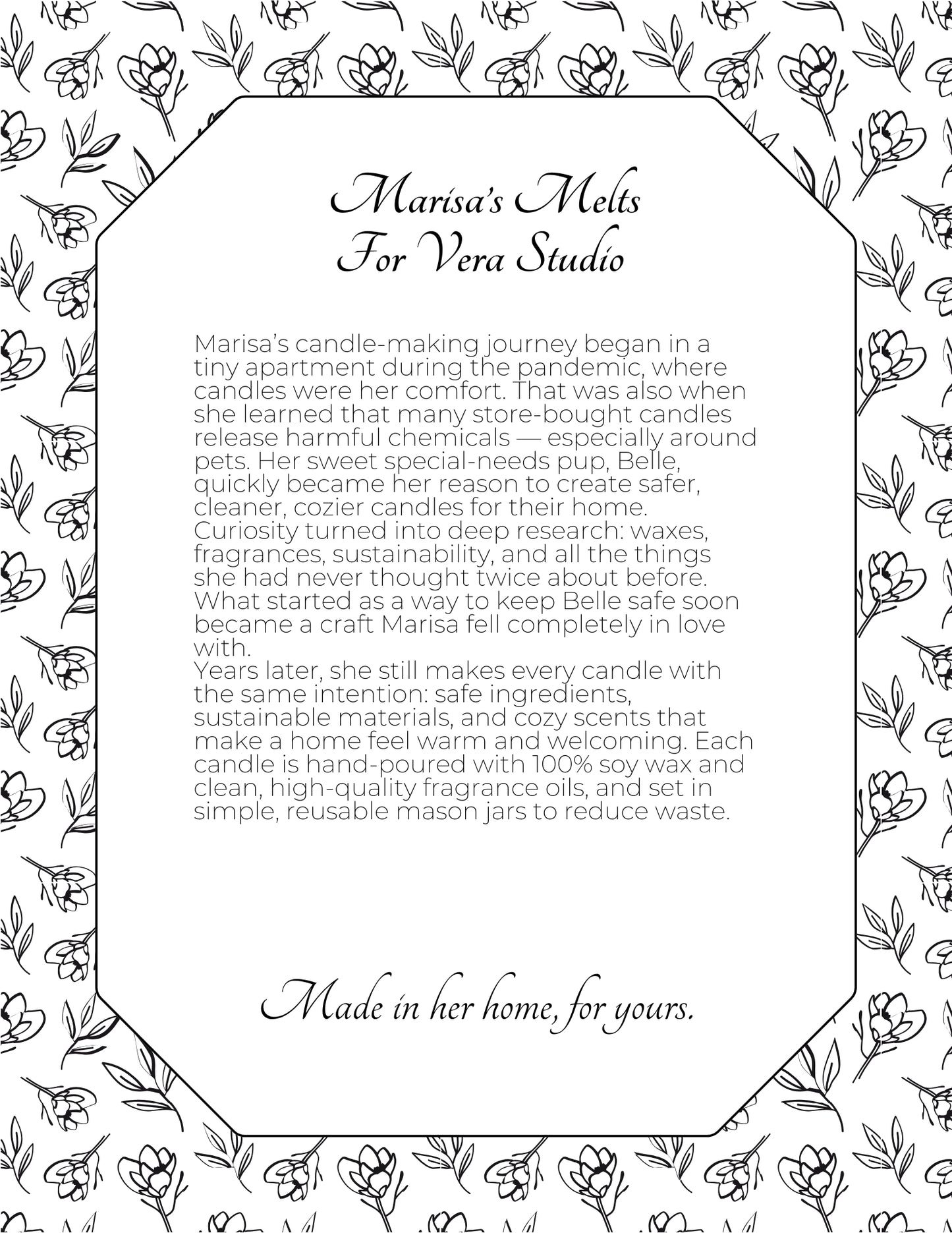 Cardamom & Cream - Marisa's Melts for Vera Studio - 8oz Soy Wax Candle