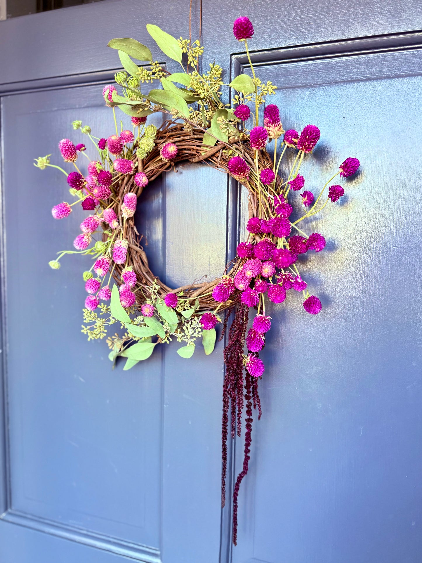The Pink Pearl - Dried and preserved flowers wreath - wall decor
