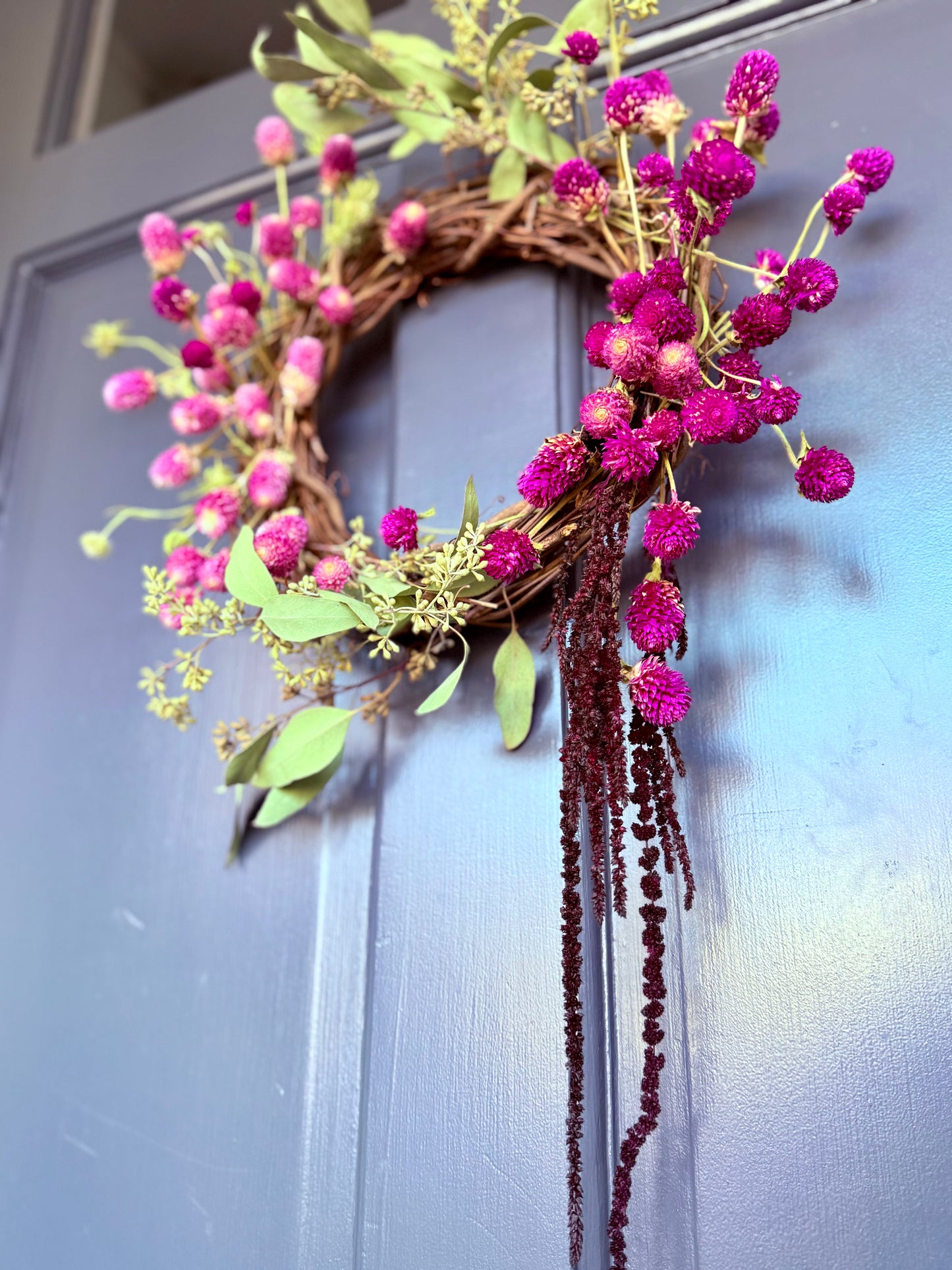 The Pink Pearl - Dried and preserved flowers wreath - wall decor