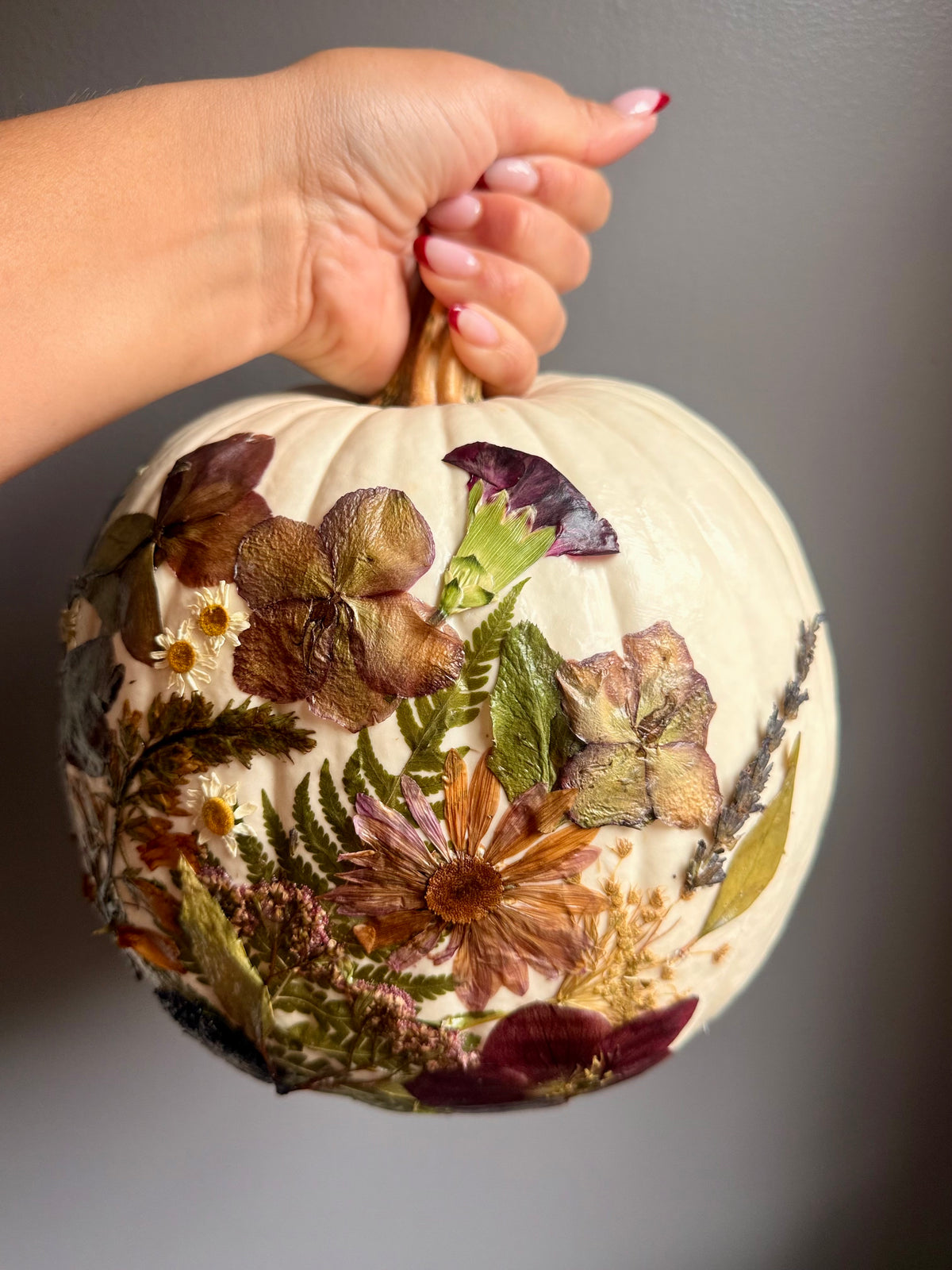 Fresh Pressed Floral Pumpkin Centerpiece