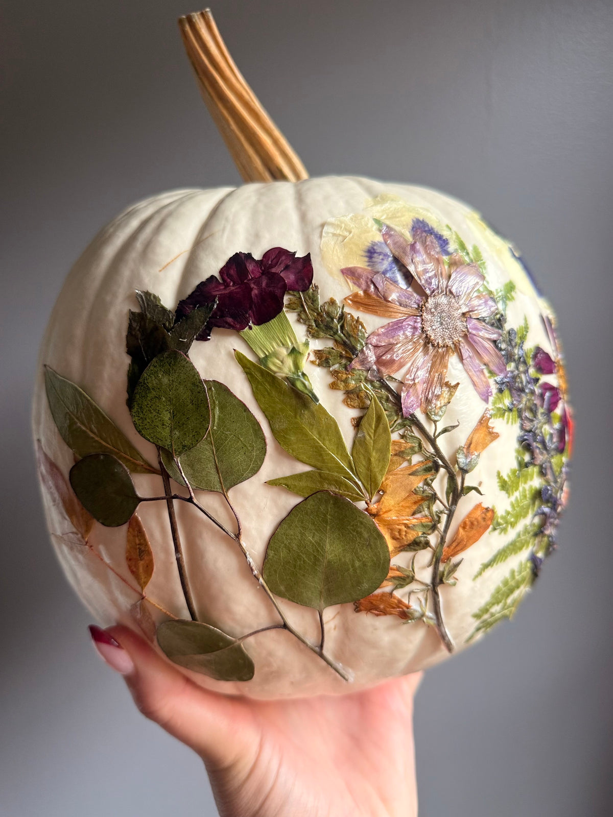 Fresh Pressed Floral Pumpkin Centerpiece