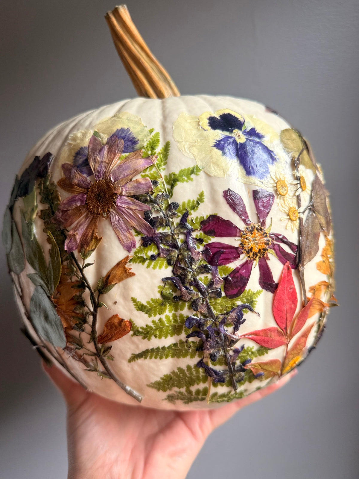 Fresh Pressed Floral Pumpkin Centerpiece