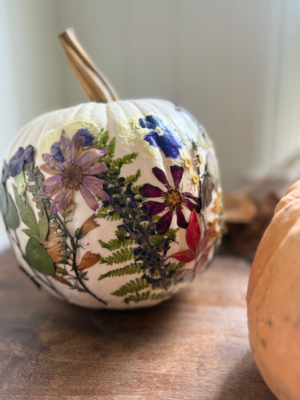 Fresh Pressed Floral Pumpkin Centerpiece