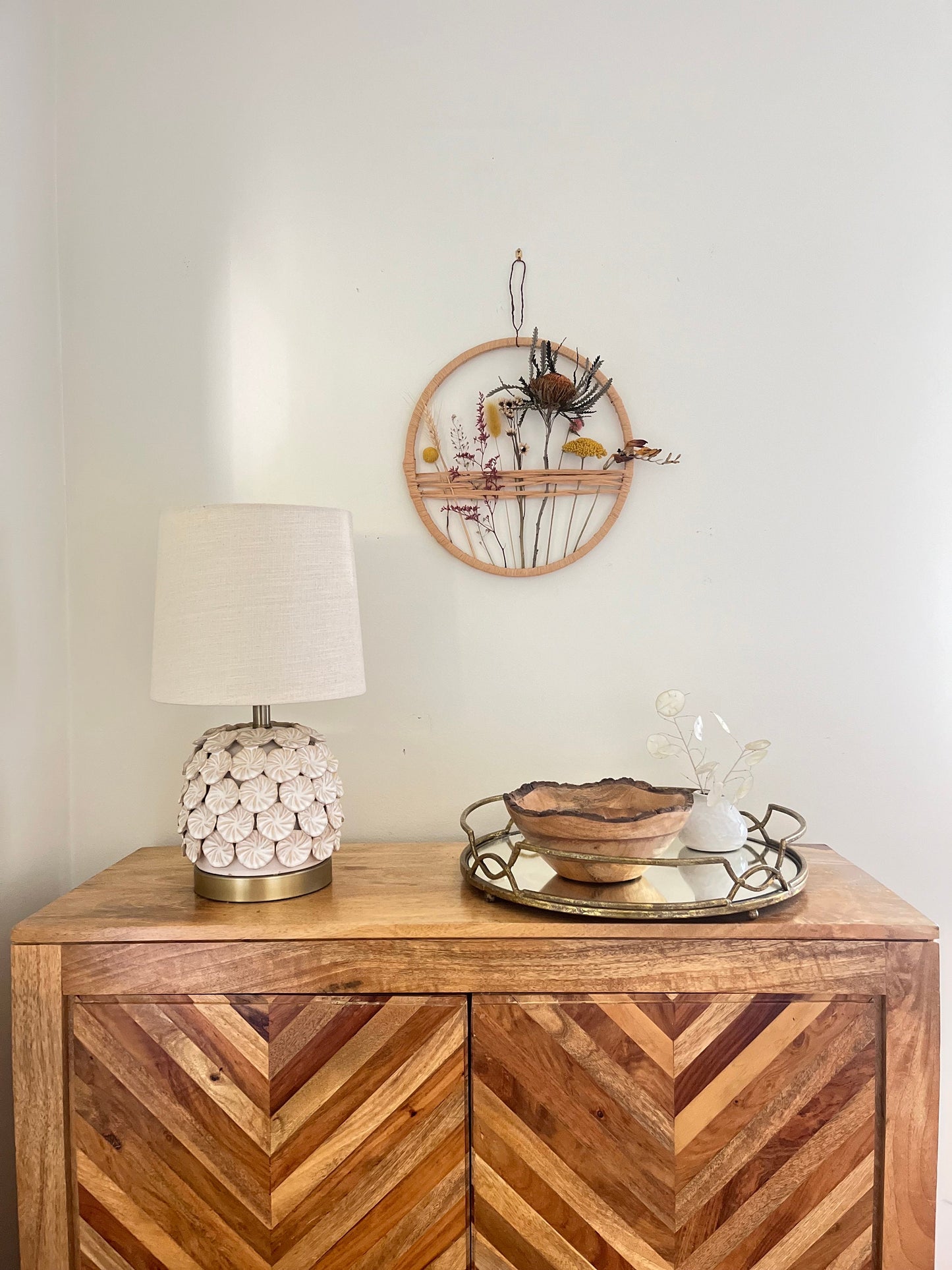 The Autumn Hues - Botanical Hoop - dried flowers wall art