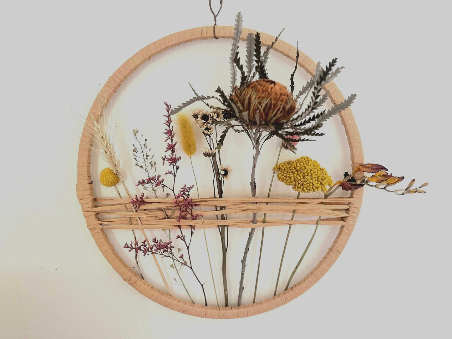 The Autumn Hues - Botanical Hoop - dried flowers wall art