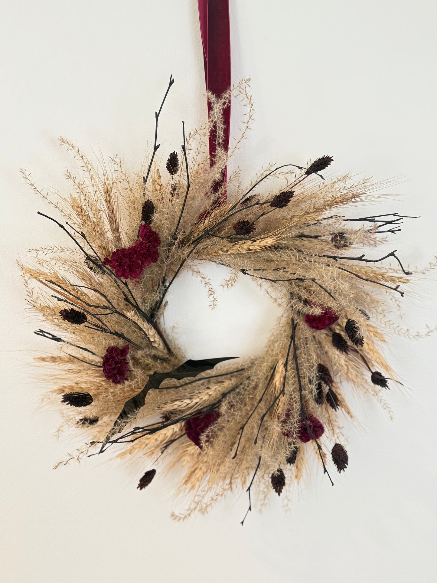 Field of Shadows - dried and preserved flower Halloween wreath - wall decor seasonal art