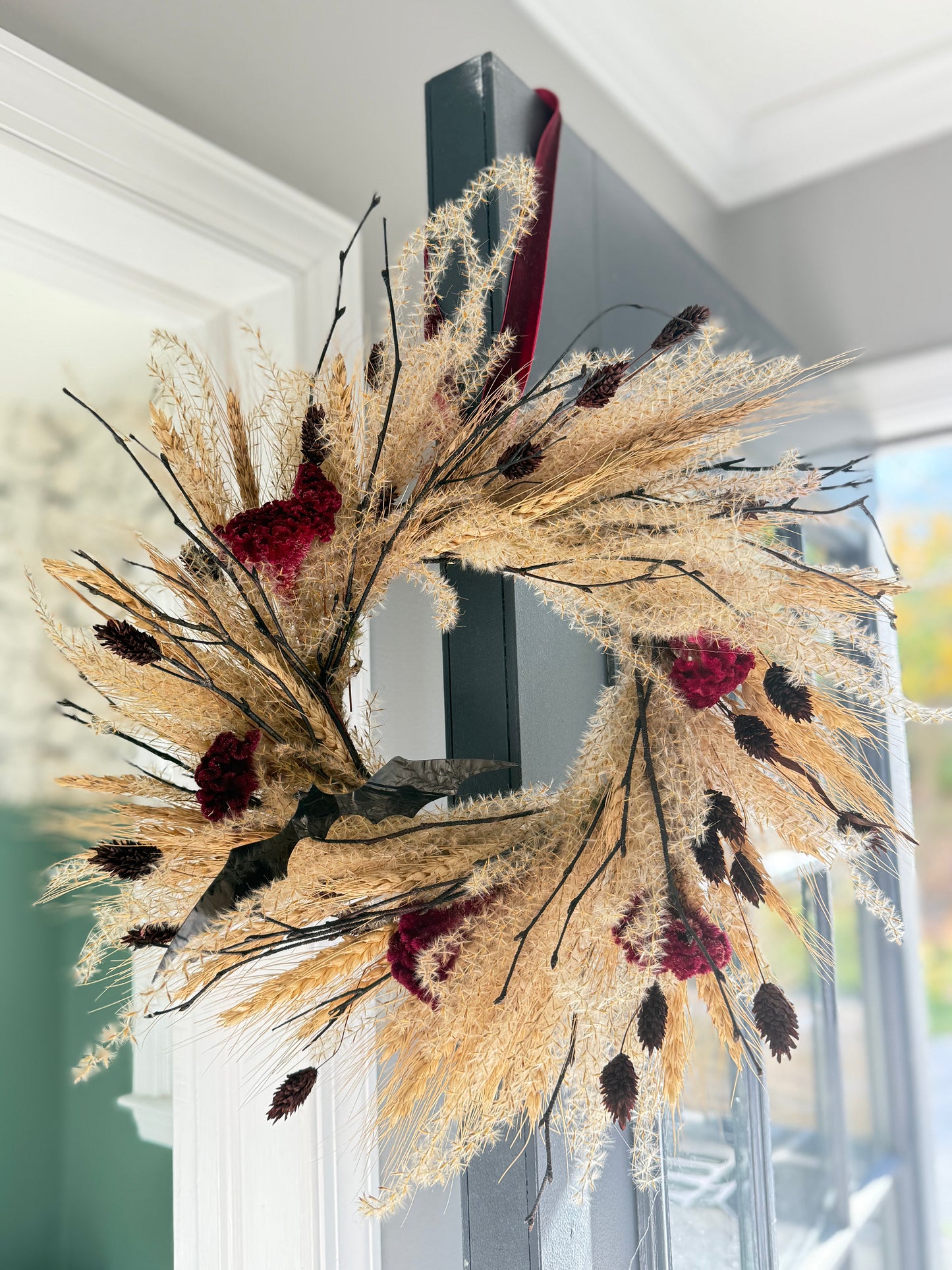 Field of Shadows - dried and preserved flower Halloween wreath - wall decor seasonal art