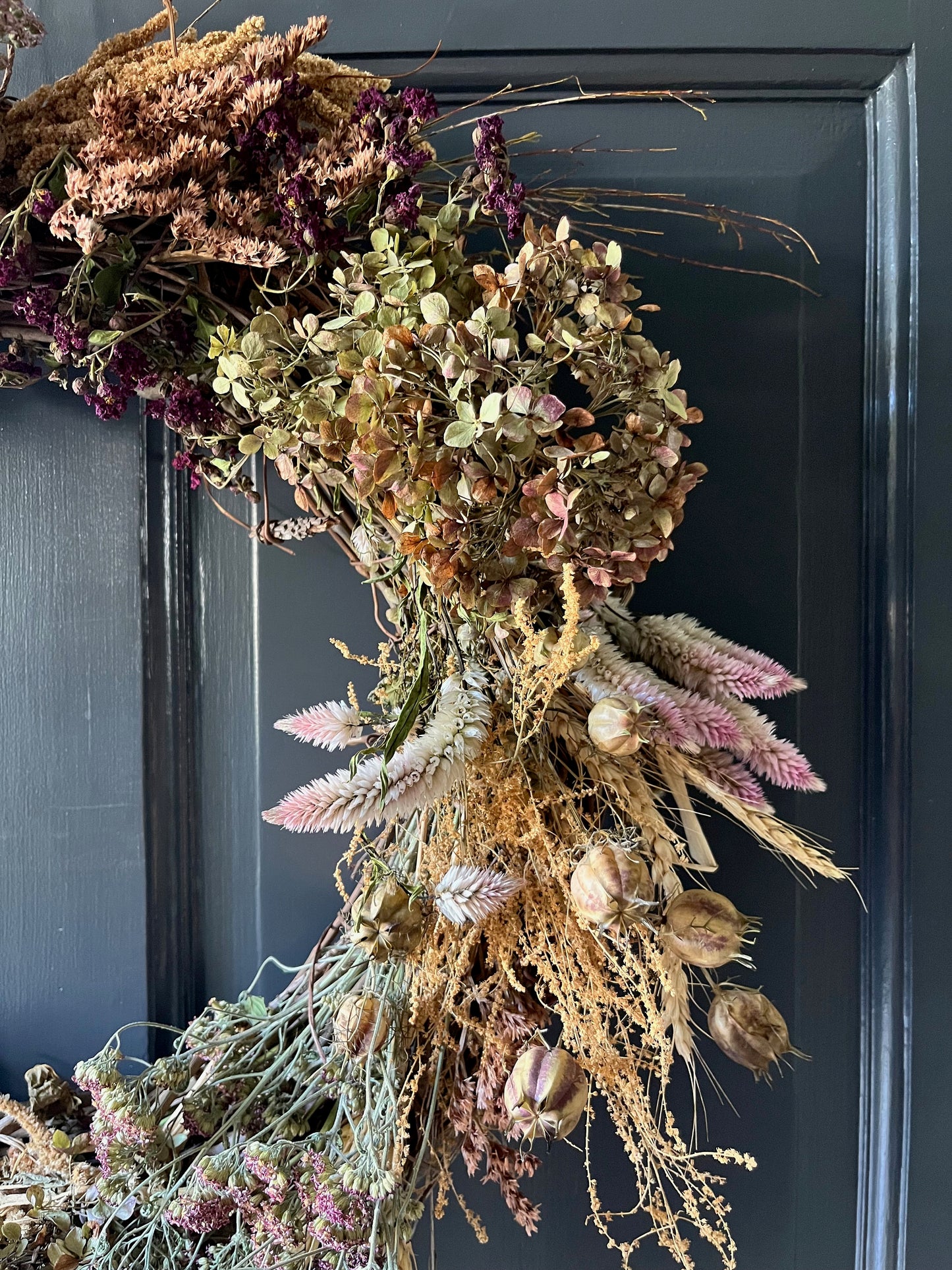 Love in the mist - dried flowers wreath - wall art