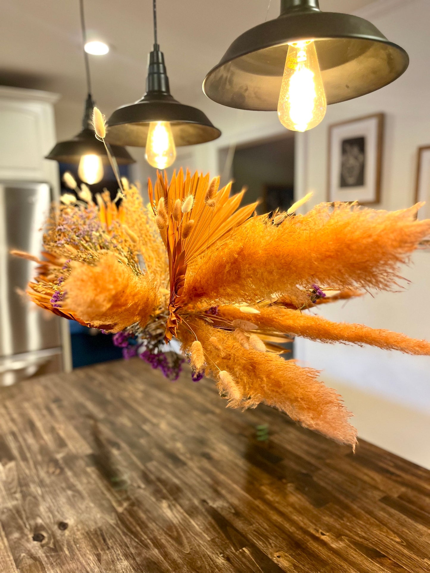 Purple Sunset Dried flower art - Botanical Cloud - floral wedding, home, business decor