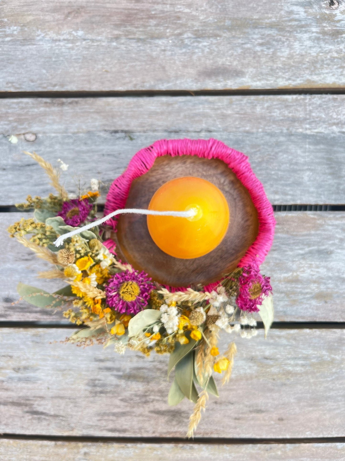 Dried Flower Candle Rings - mini wreath - dried flower home decor