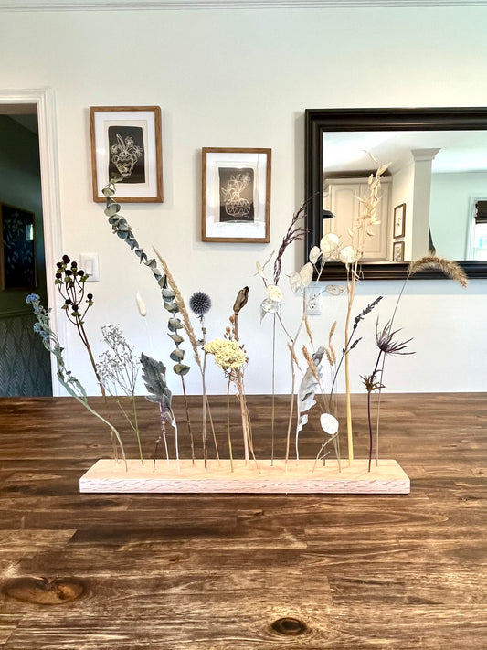 Botanical Board - Coastal Blues - dried flowers, wooden arrangement, floral art - home, office and event decor - wall art