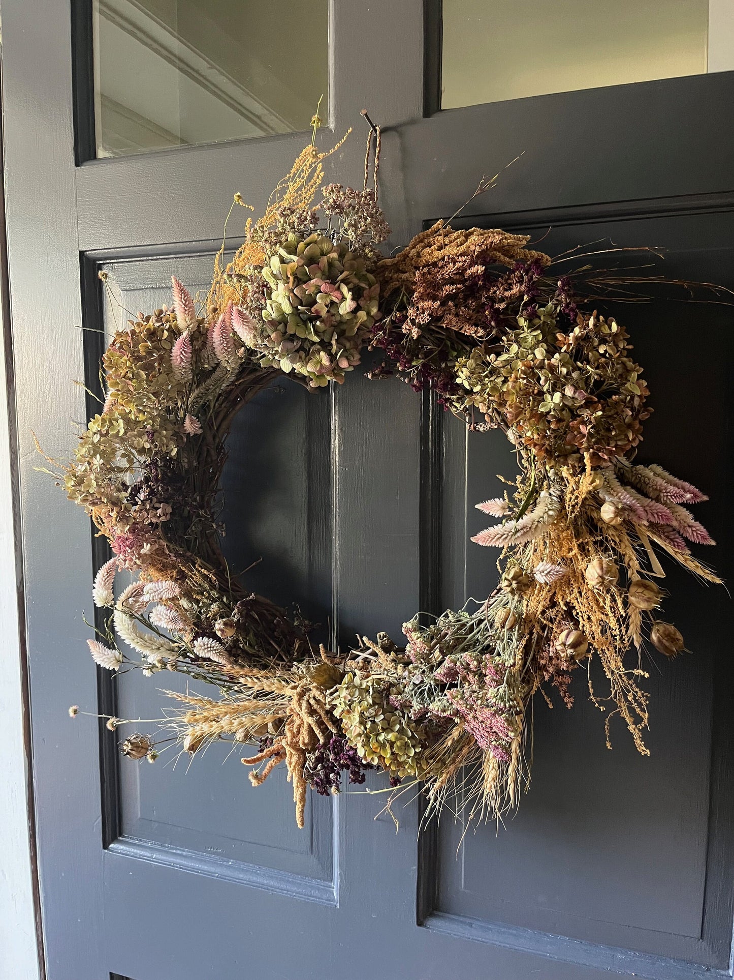 Love in the mist - dried flowers wreath - wall art