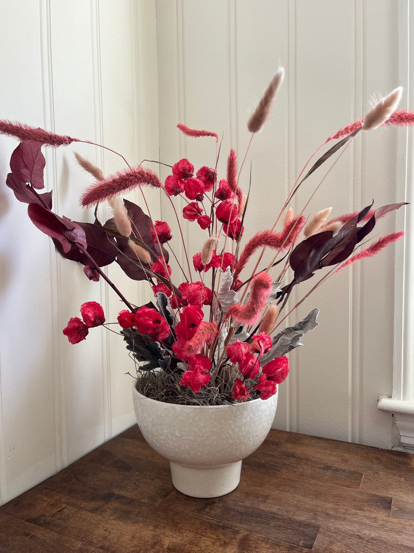 Pink Ikebana - dried flower arrangement - floral decor art