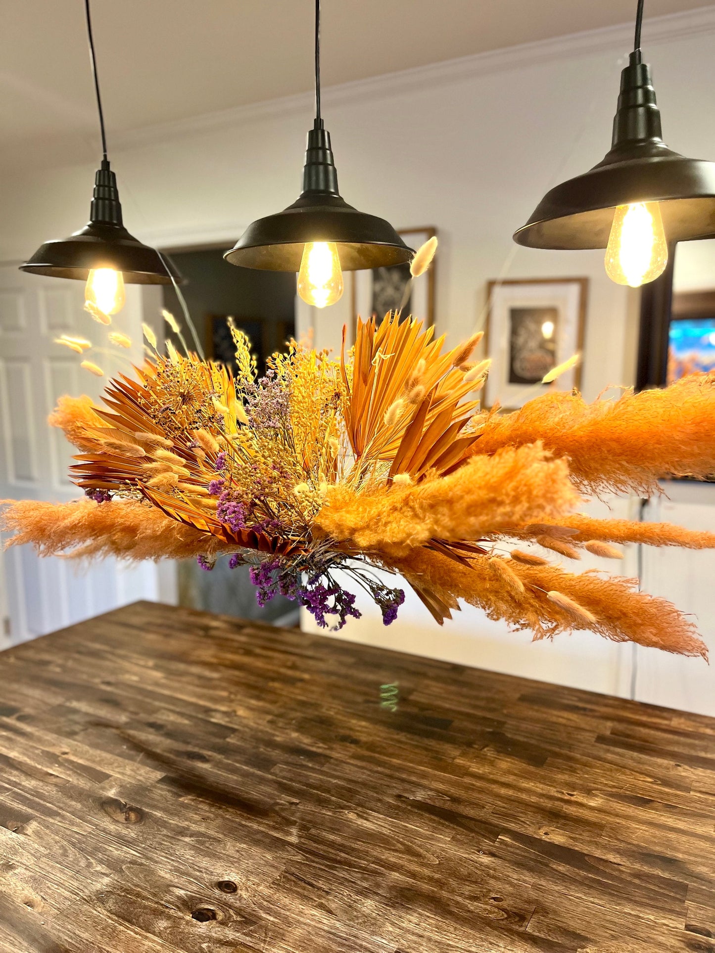 Purple Sunset Dried flower art - Botanical Cloud - floral wedding, home, business decor