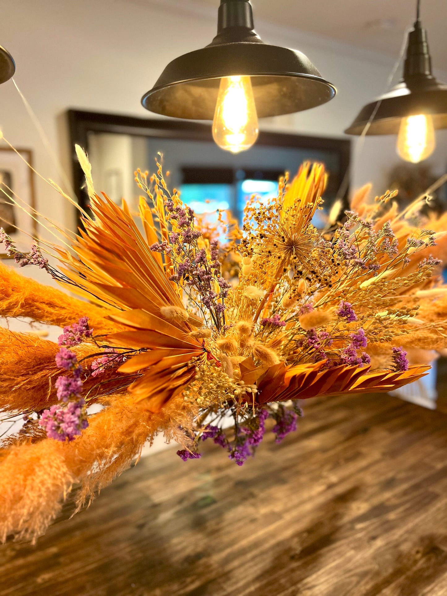 Purple Sunset Dried flower art - Botanical Cloud - floral wedding, home, business decor