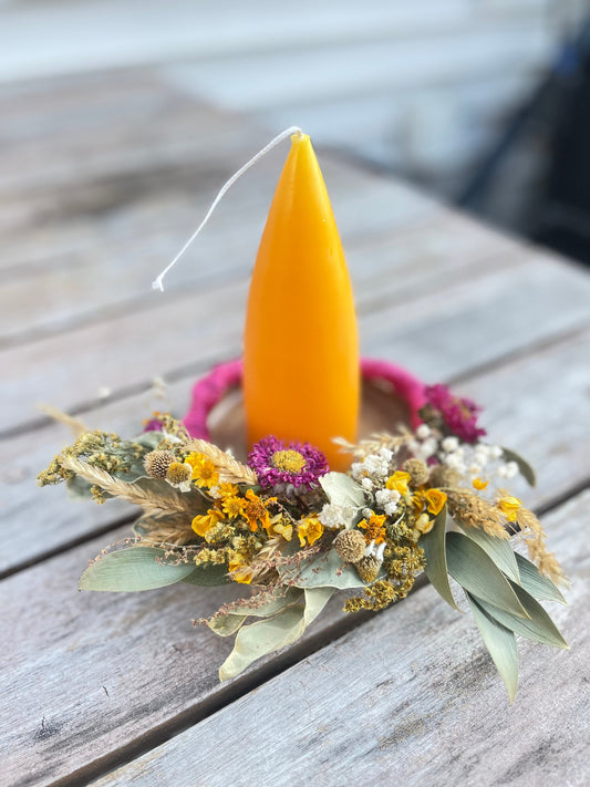 Dried Flower Candle Rings - mini wreath - dried flower home decor