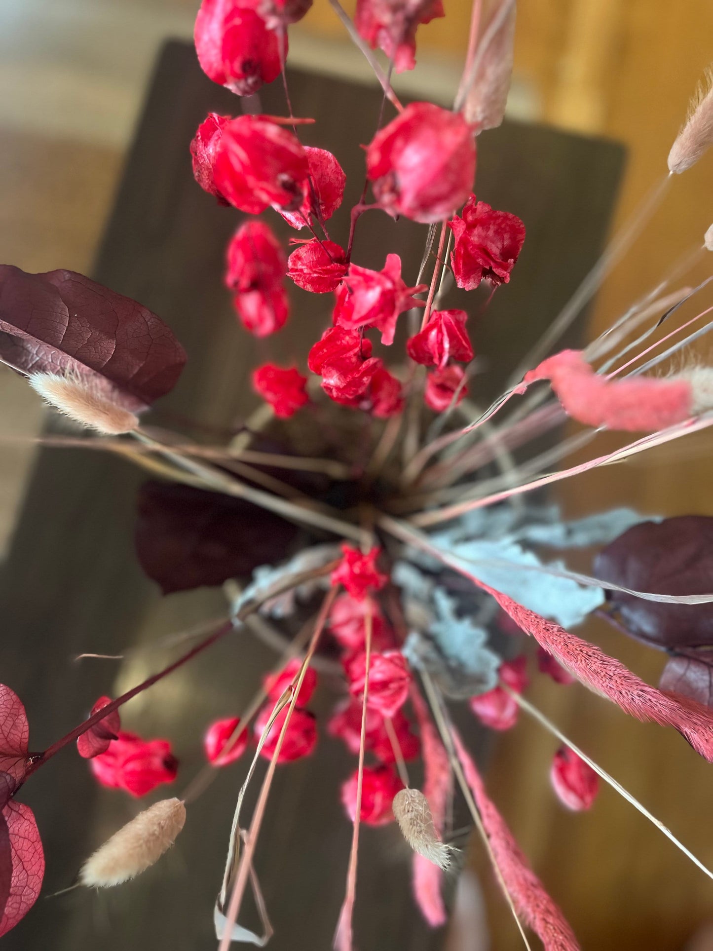 Pink Ikebana - dried flower arrangement - floral decor art
