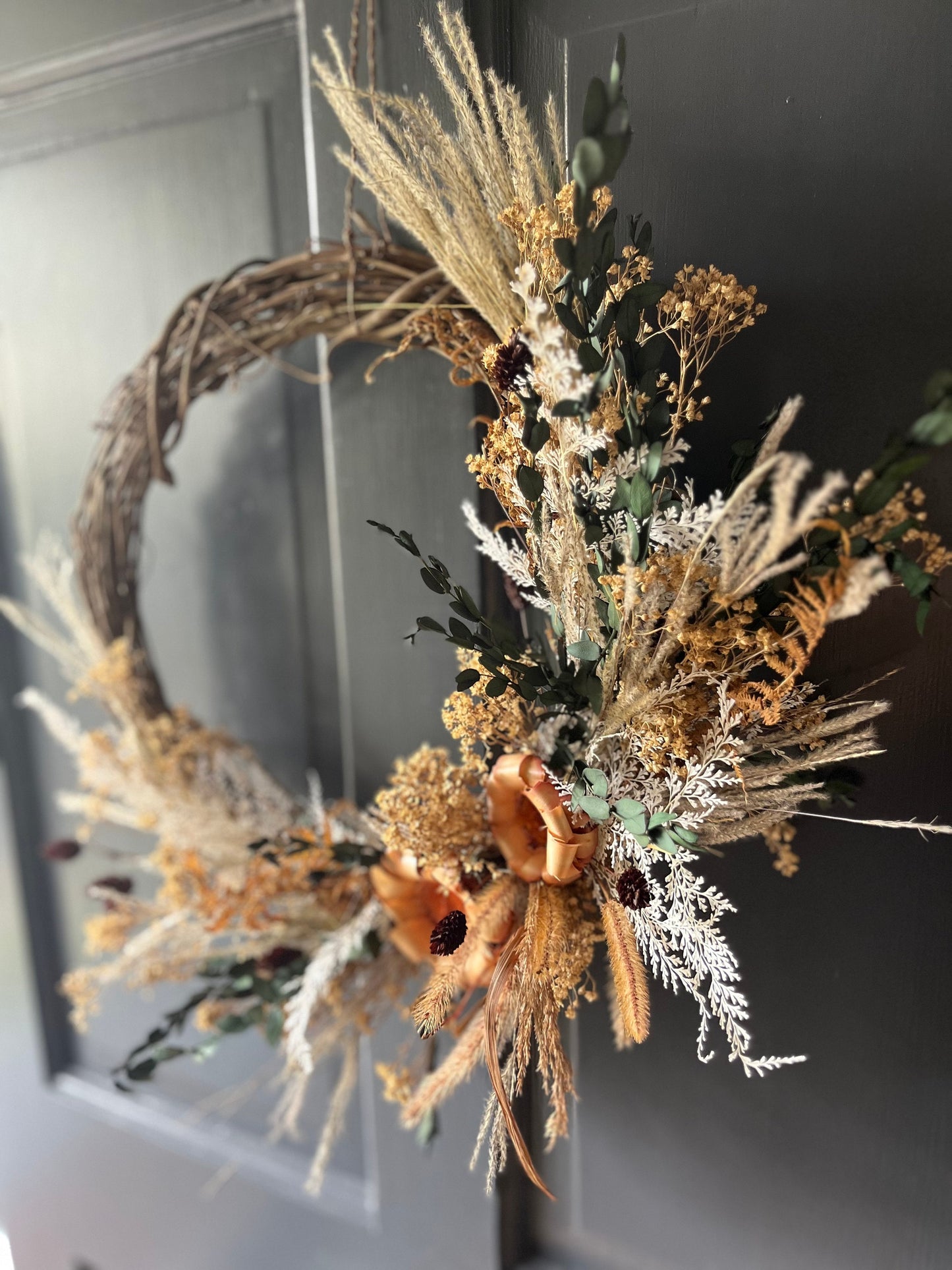 The Protea - Dried flowers wreath - Fall wall art