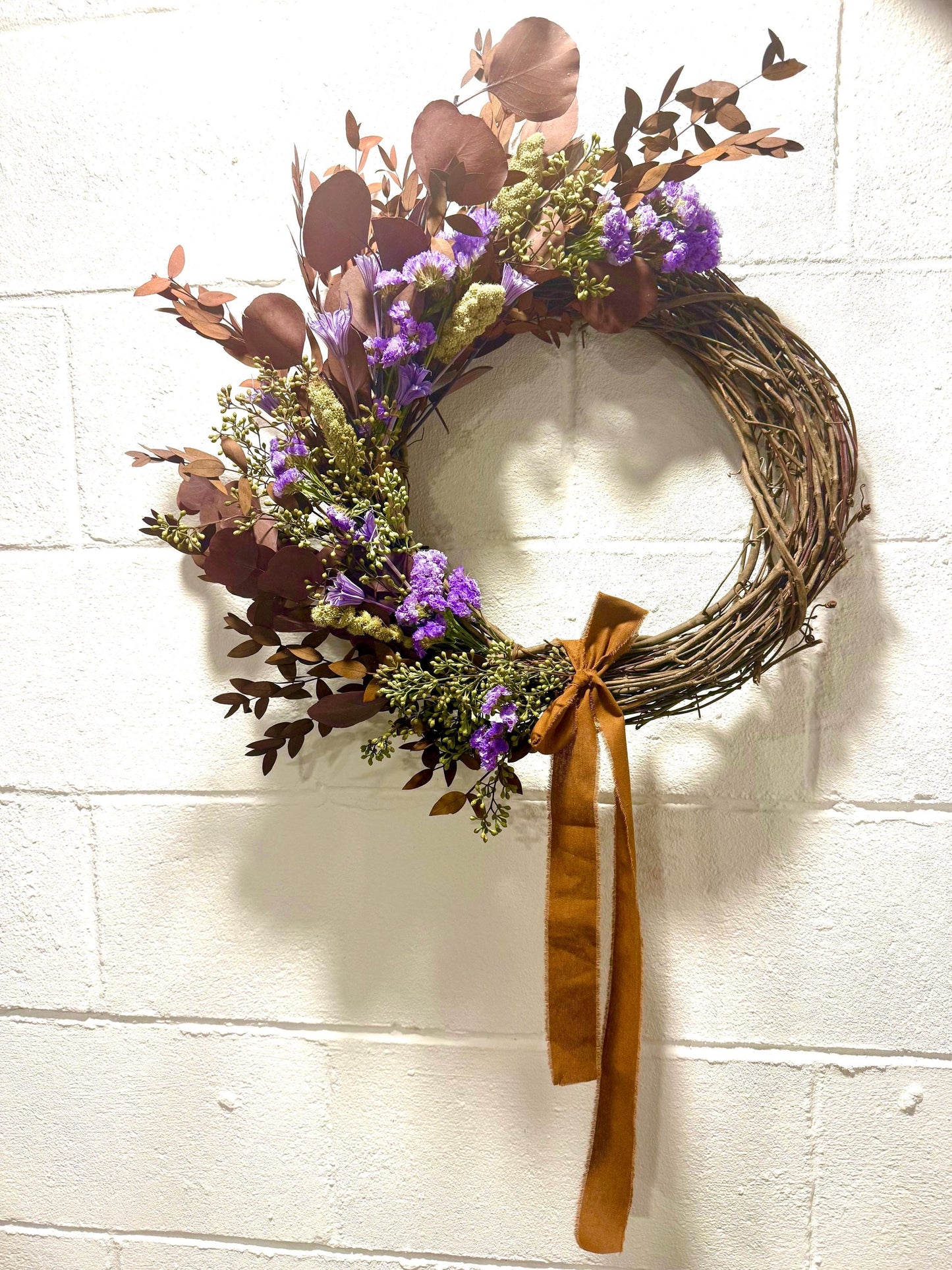The Smoky Lavender Wreath - Dried and preserved flowers wreath - Floral botanical wall art