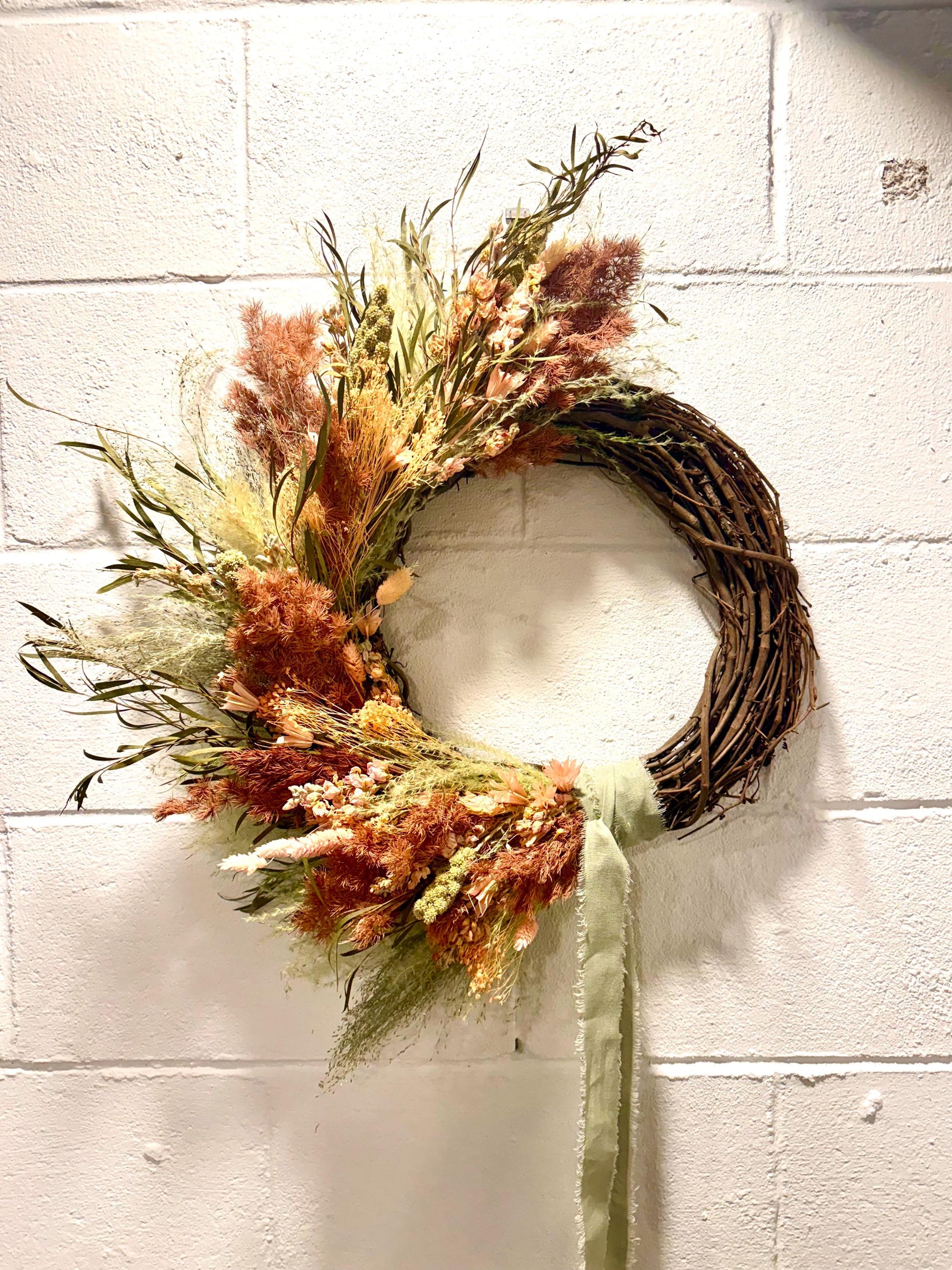 The Peach Blossom Wreath - Dried and preserved flowers wreath - Floral botanical wall art