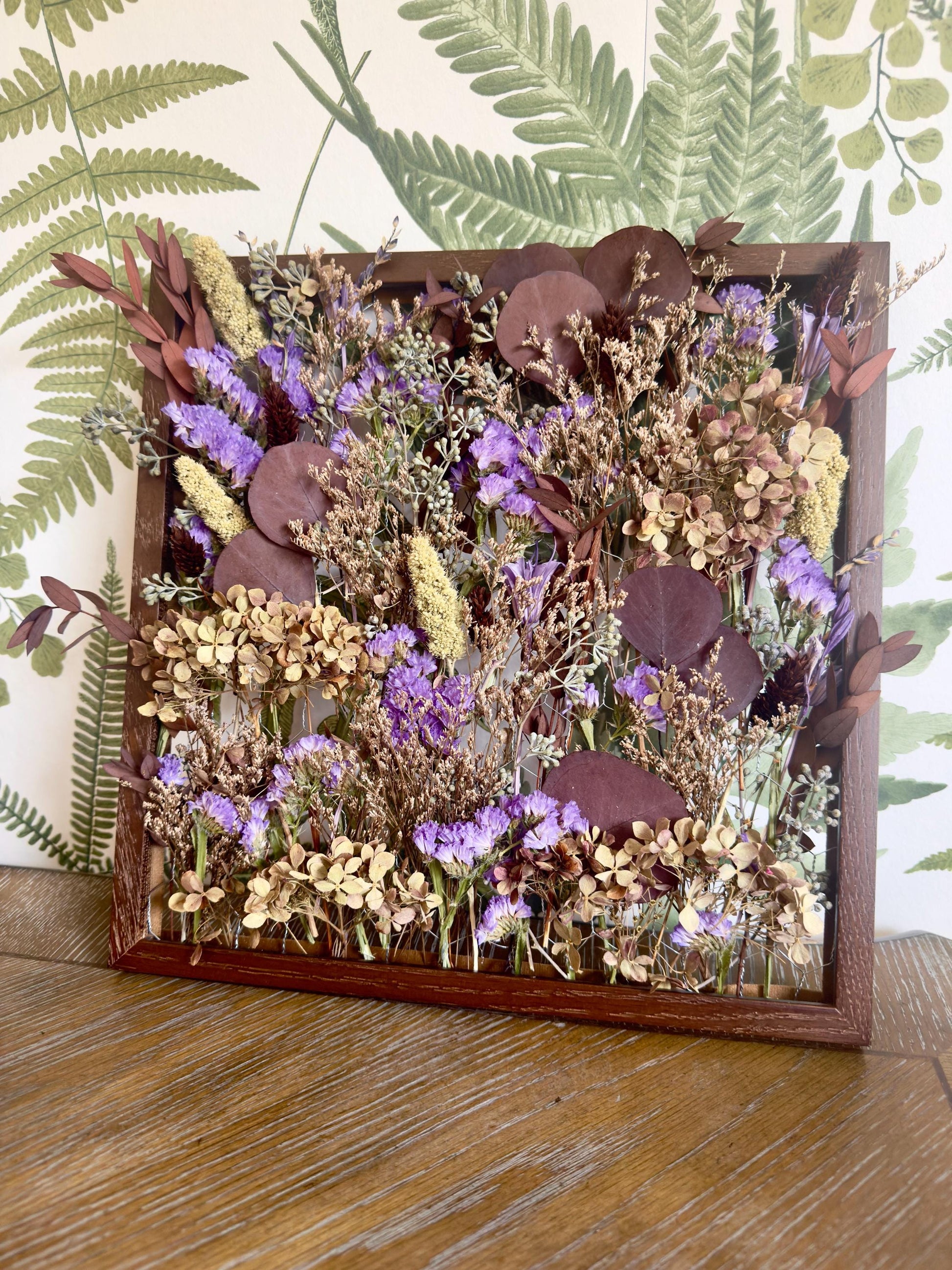 The Purple Haze - Botanical Frame - Dried Flowers Wall Art Decor
