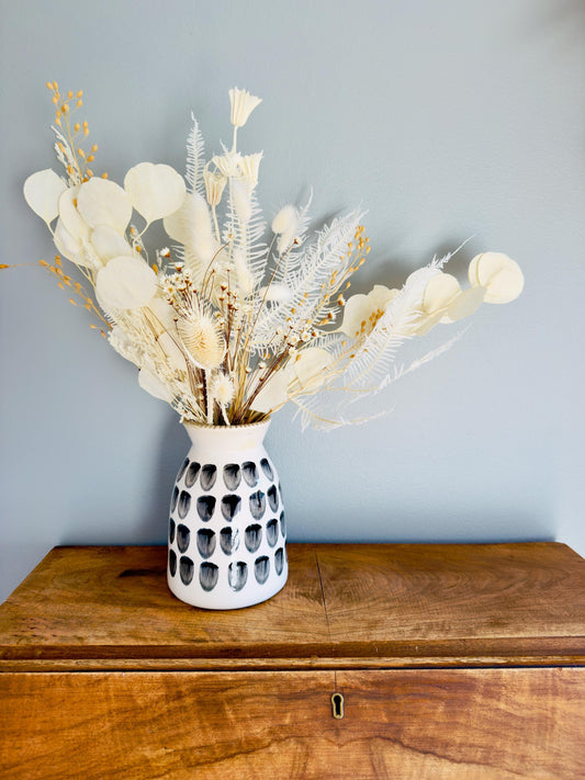Dried Flower Bouquet "The Snowfall": eucalyptus, bunny tails, ferns, thistle