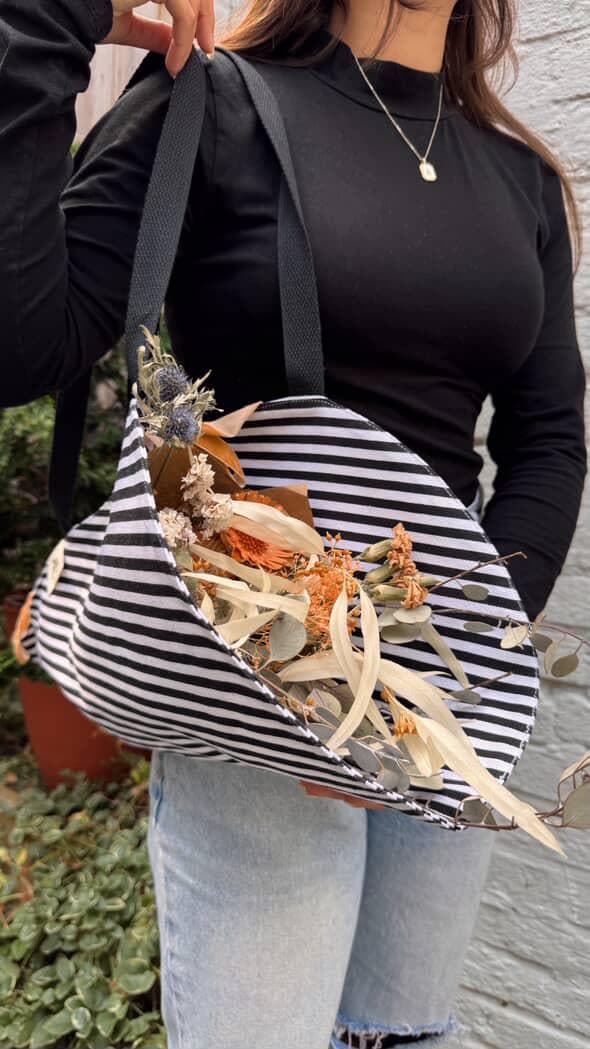 Flower Bouquet Tote Bag - flowers carry on bag - market bag