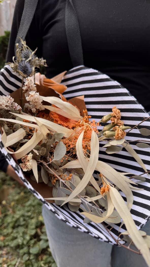 Flower Bouquet Tote Bag - flowers carry on bag - market bag