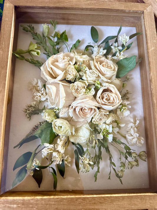 Custom Dried Bouquet Shadow Box - Preserved Wedding Bouquet - Floral Preservation